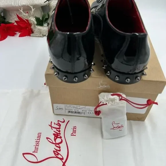Christian Louboutin men's so greggo Black Patent Leather spike heel Oxford 43.5